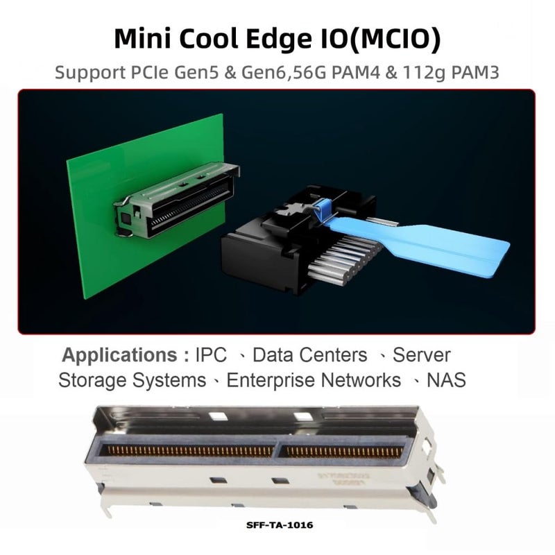 Cablecc MCIO PCI-E 16x 124Pin PCI-E 5.0 Mini Cool Edge IO STR Male to MCIO 124Pin Male Extender Cable 50cm with Pull Tab - Image 4